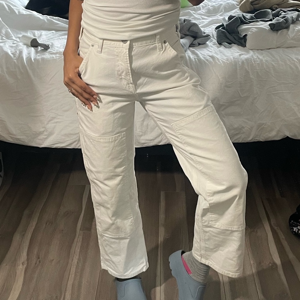 Lucky Brand White Cropped Carpenter Pant